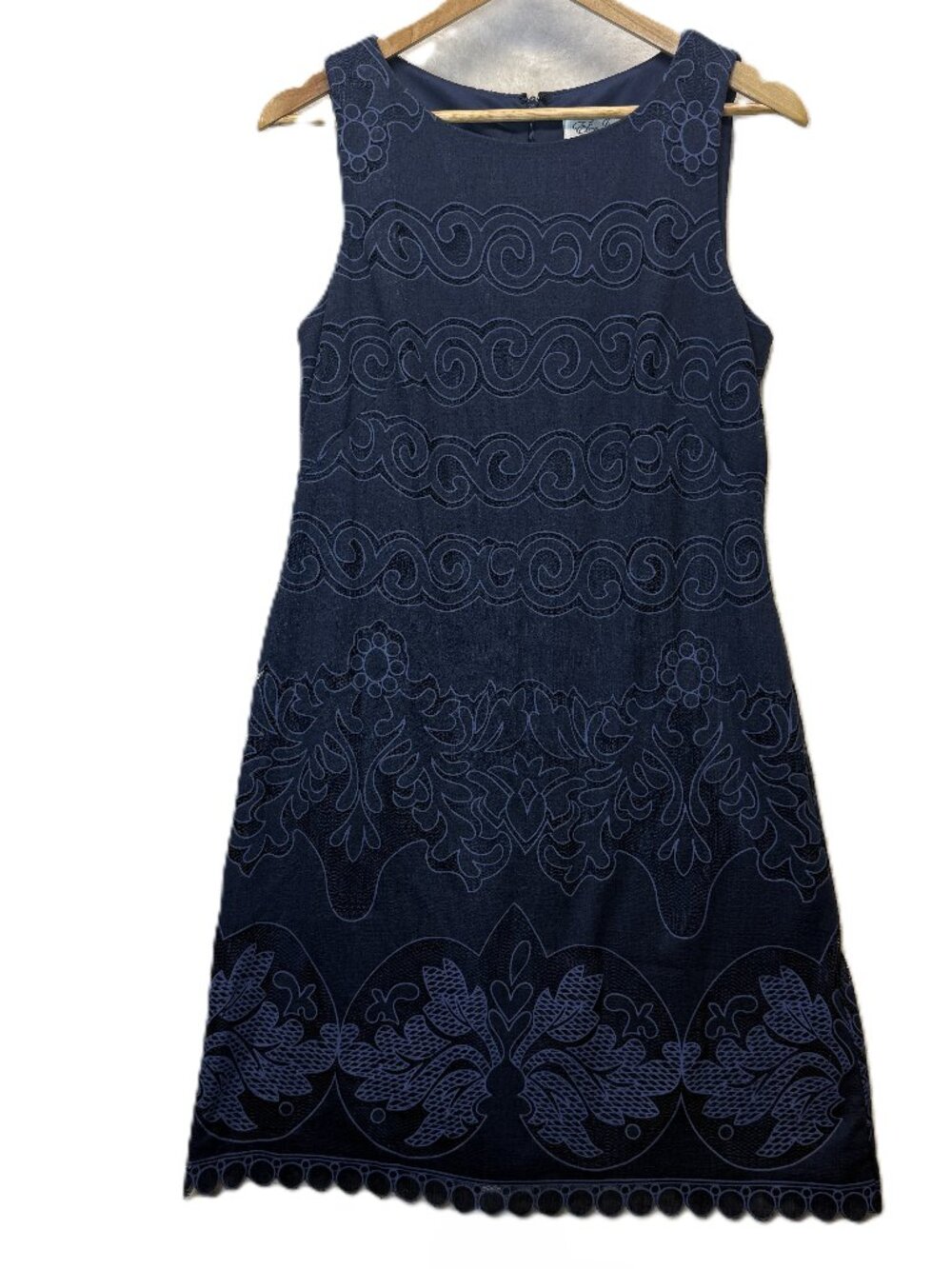 Eliza J Navy Embroidered A-Line Dress NWOT Sleeveless Size 10